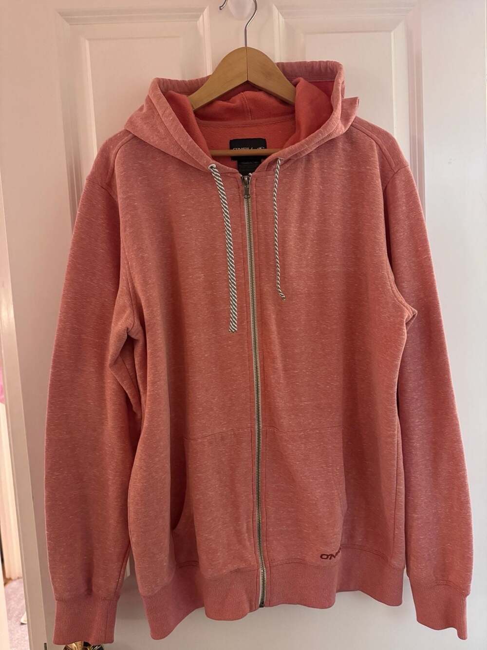 O'Neill Zip Up Hoodie Size L Orange Marl Thick Fleece Sweatshirt Coastal Luxe